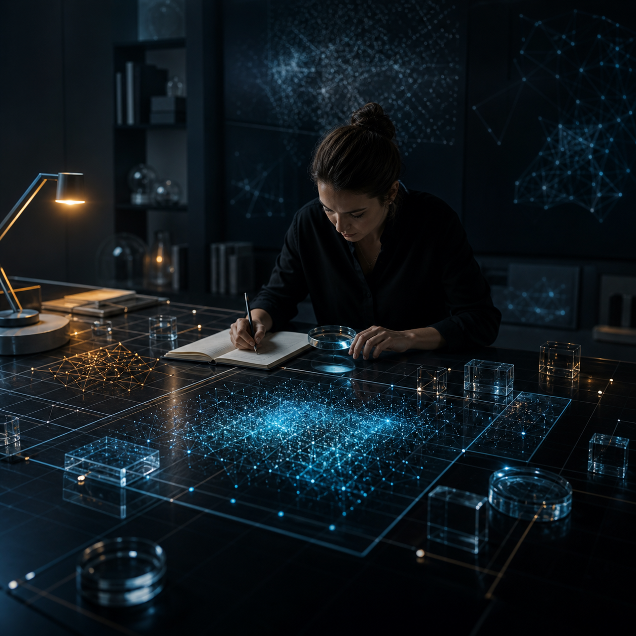 A data scientist studying patterns in a tactile analytical laboratory