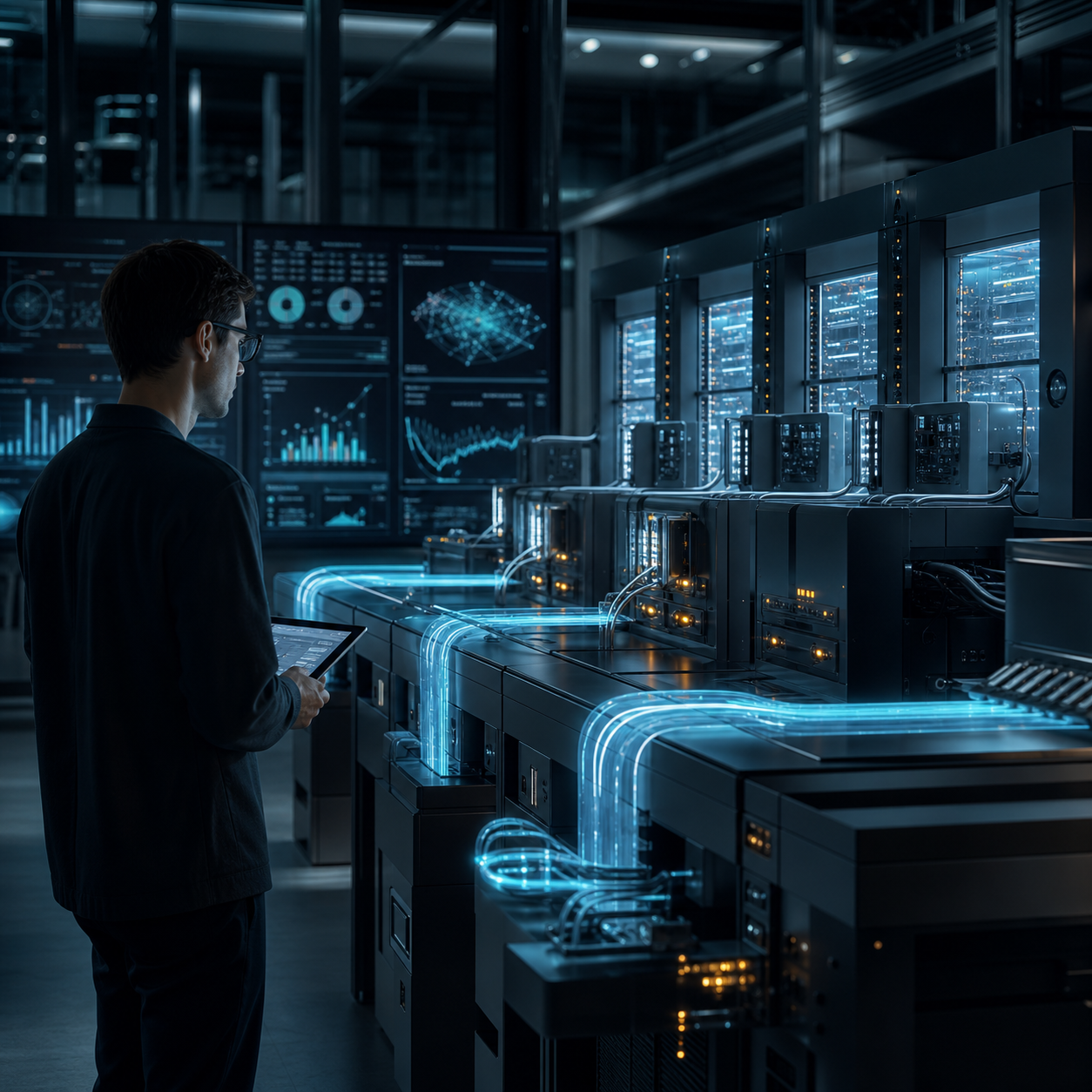 A platform engineer inspecting a reliable machine learning deployment pathway